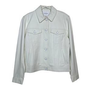 FRAME Denim White Lamb Leather Trucker Jacket FLAWED NWT White Womens Medium